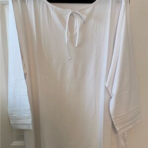 Lands End 2X Versatile Bohemian White Long Women's Top